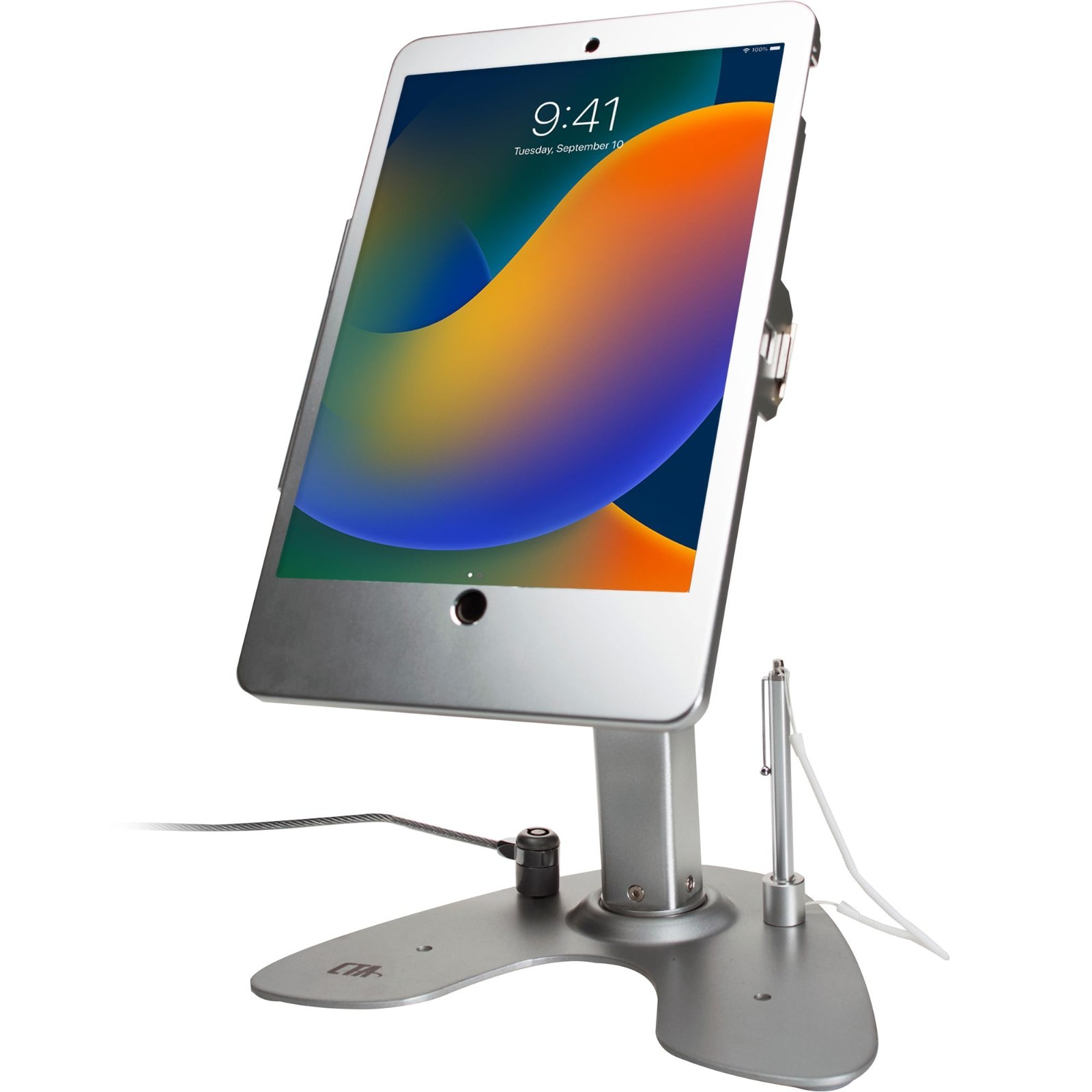 CTA Digital PAD-ASK10 Kiosk Stand Silver w/ Locking Case & Cable for 10.5" iPad
