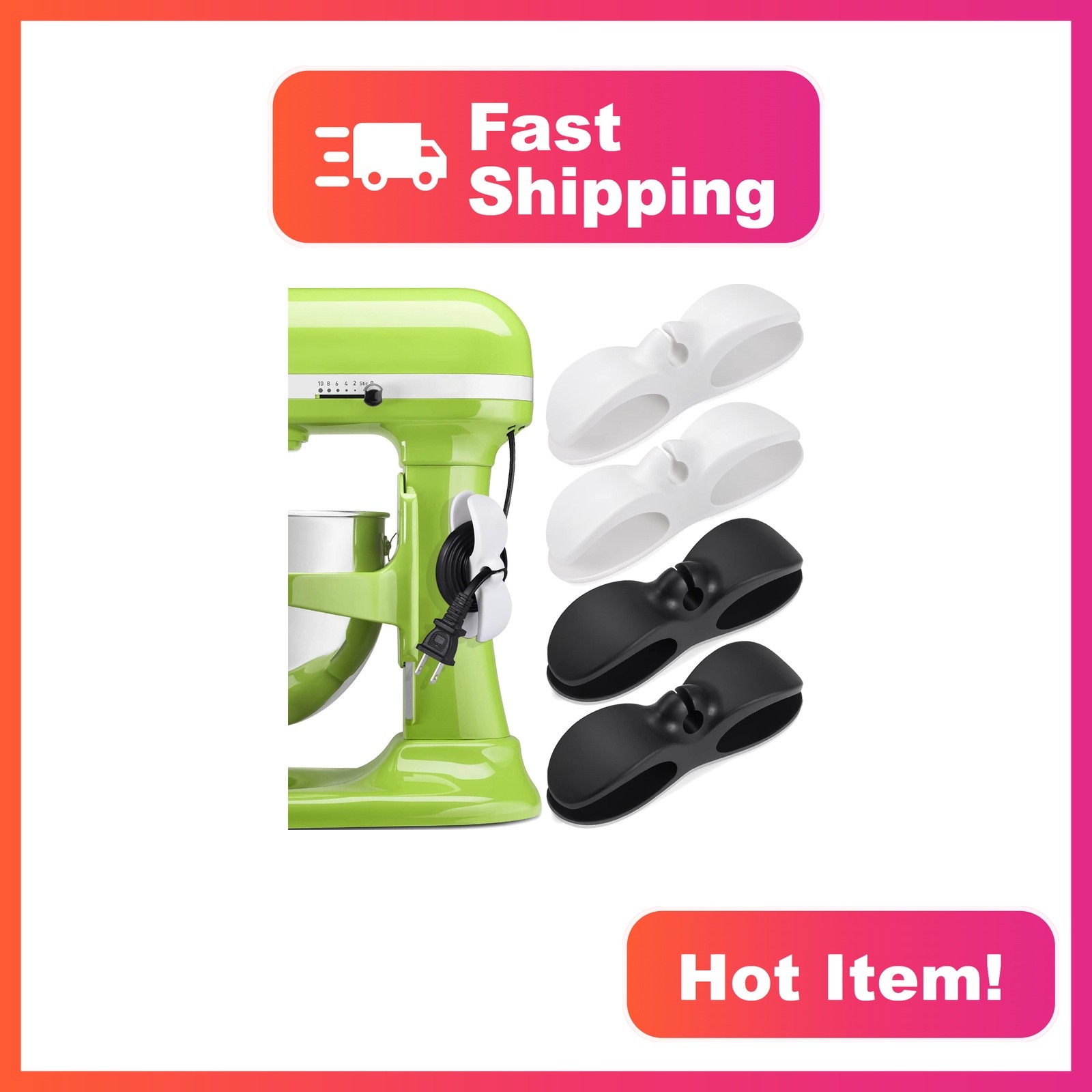 SisBroo Cord Organizer for Appliances Black White 4 Pcs