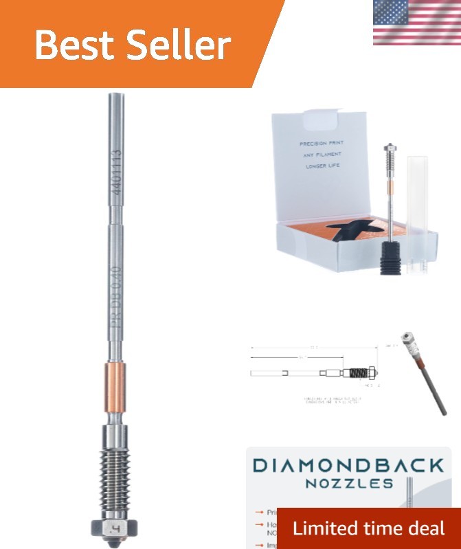 Diamondback Prusa Nextruder Compatible Nozzle, Diamond Tip, 0.4mm