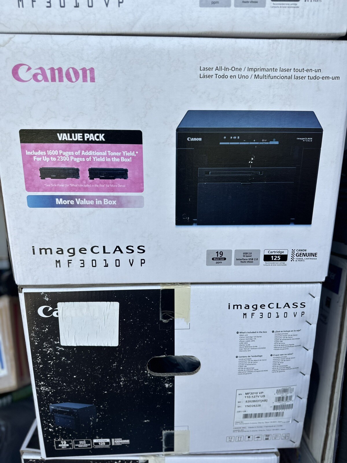 Two Toners—Canon imageCLASS MF3010 Value Pack  AIO Monochrome Laser Printer