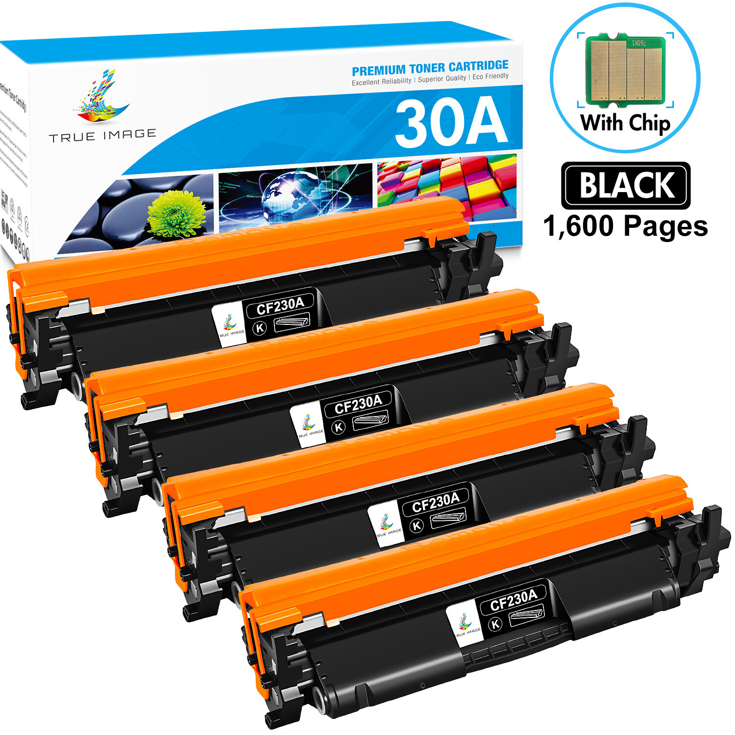 4PK CF230A BK Toner Cartridge for HP 30A LaserJet Pro MFP M227fdn M203dw M203dn