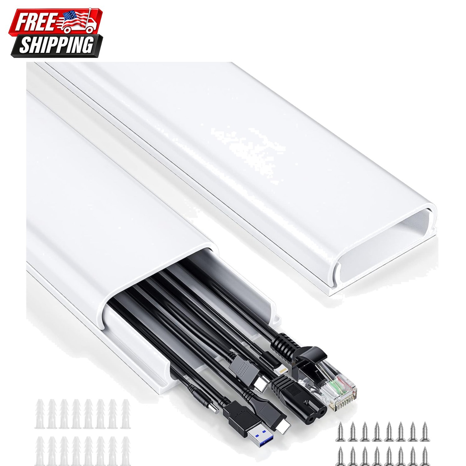 Delamu Cord Hider, 62.8in Cord Covers for 6-8 Wires on Wall, Cable Hider...