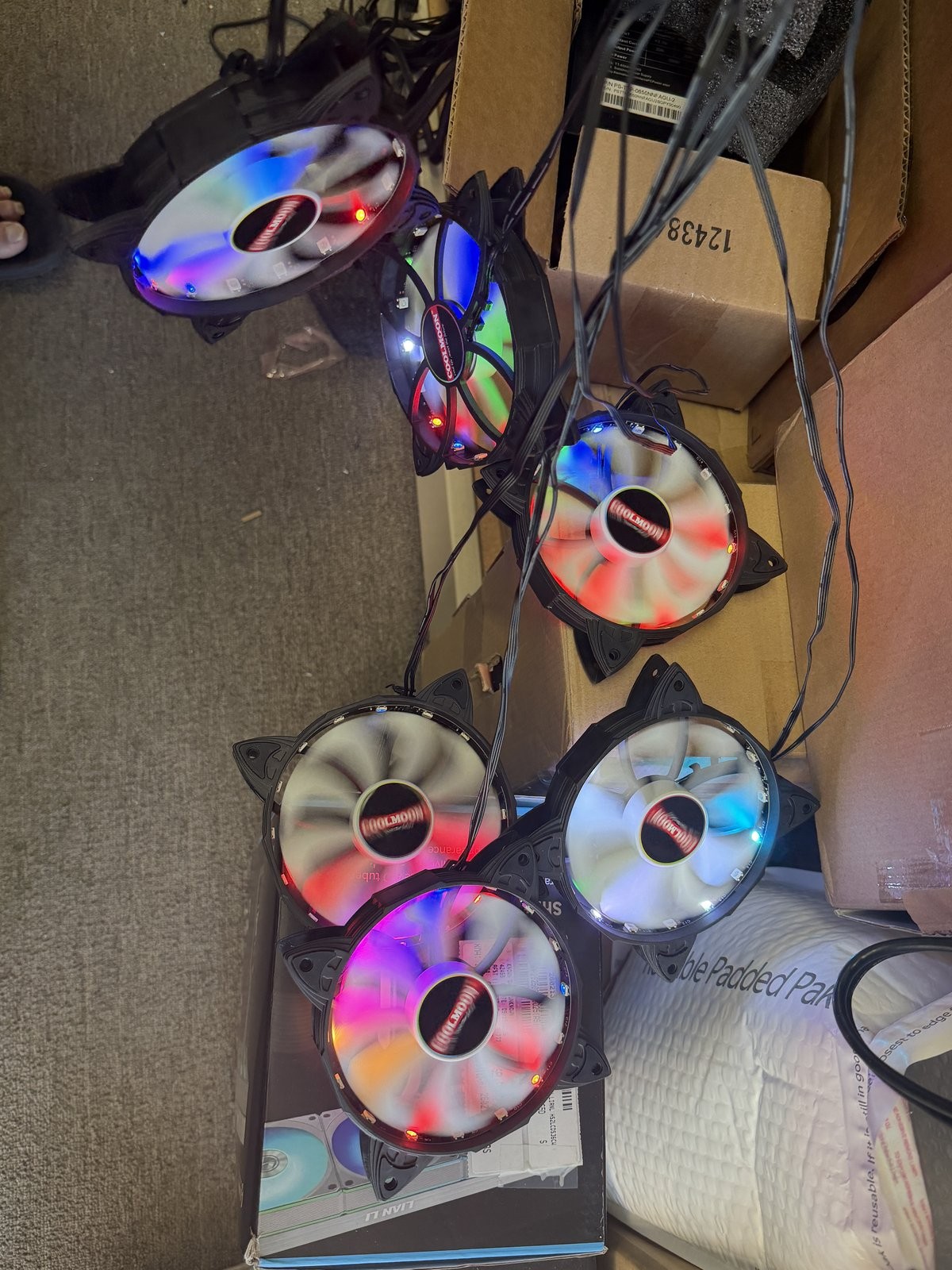 COOLMOON 120mm Computer Case Cooling Fans - 6 Pack - Defective LED Lights