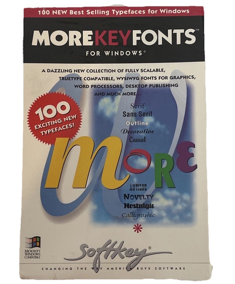 EXTREMELY RARE VINTAGE MORE KEYFONTS FOR MACINTOSH NEW SEALED