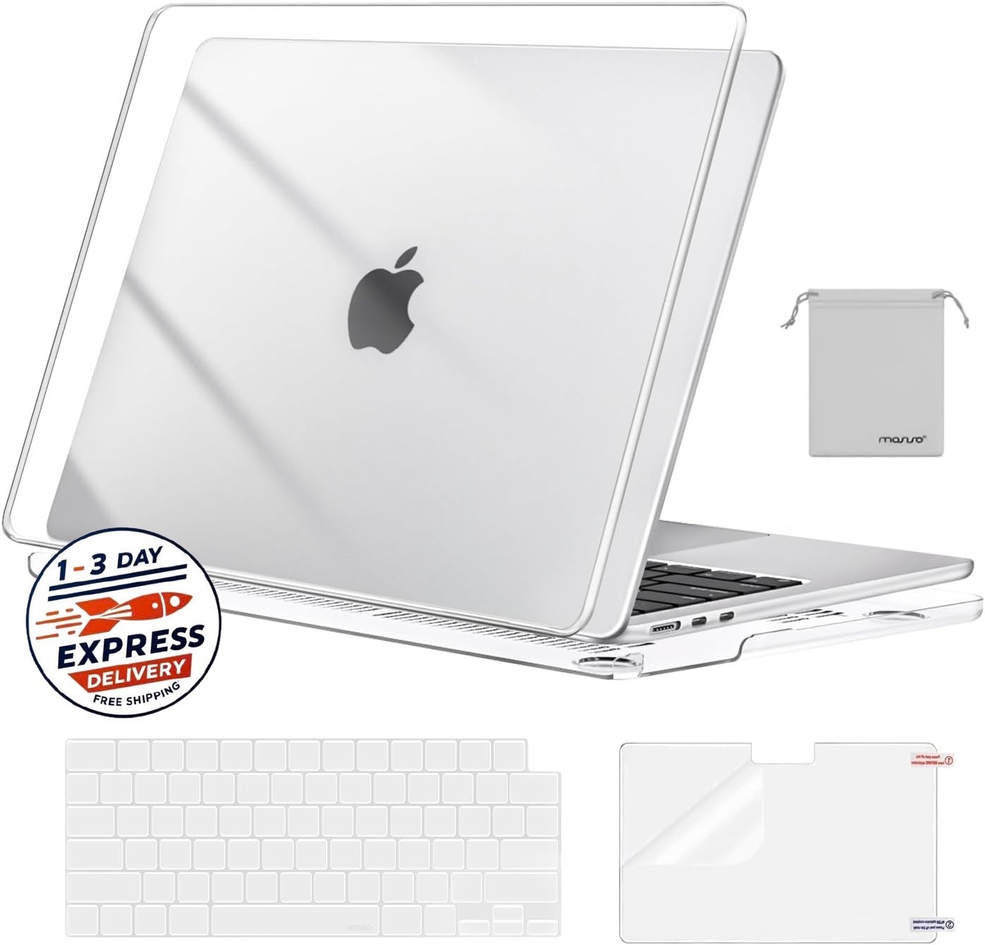 Carcasa rígida, protector de teclado, protector de pantalla y funda para MacBook