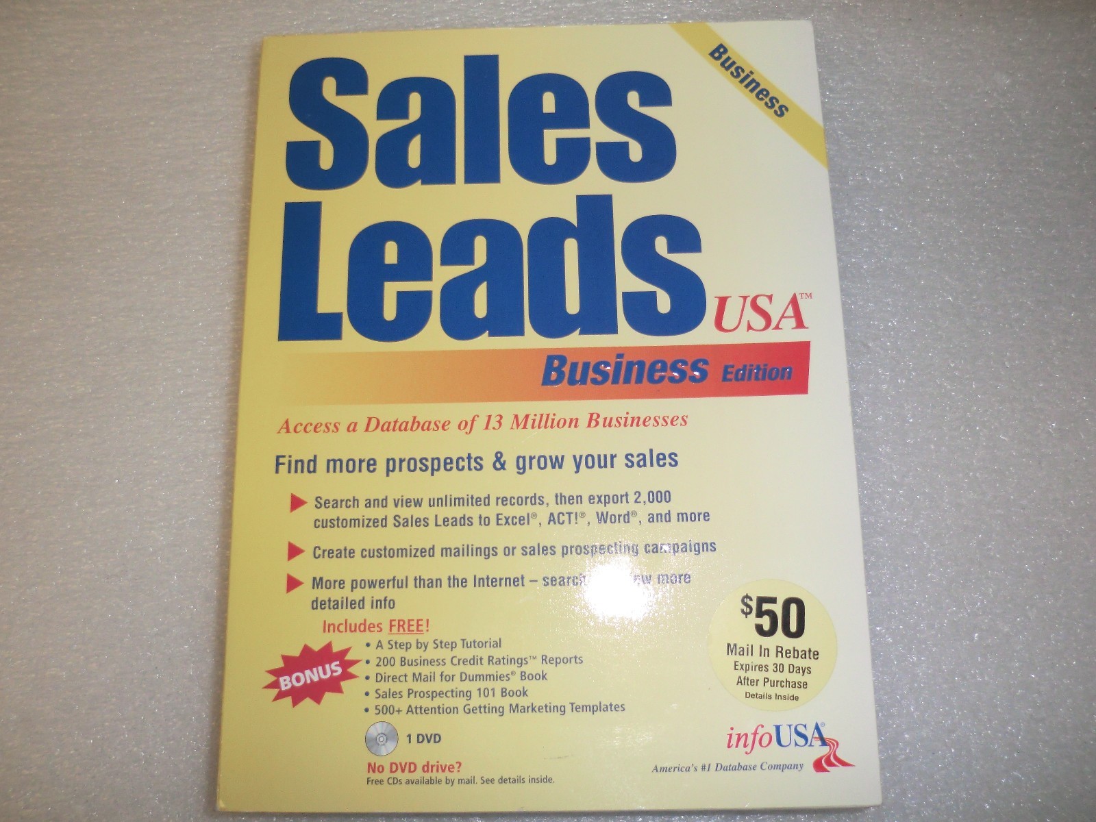 infoUSA Sales Leads Business Edition - Still Sealed in Big Box Retail Package