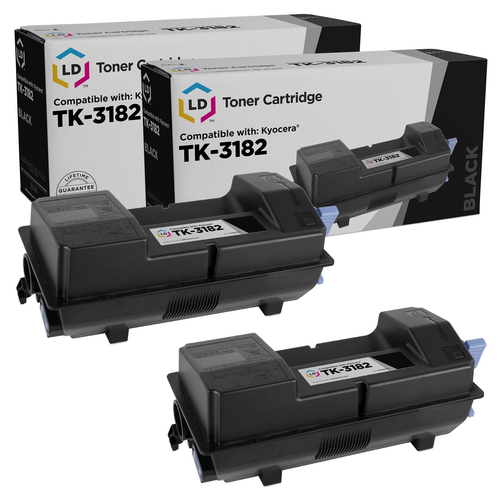 LD Compatible Kyocera TK-3182 (1T02T70US0) Black Toner 2-Pack for ECOSYS P3055dn