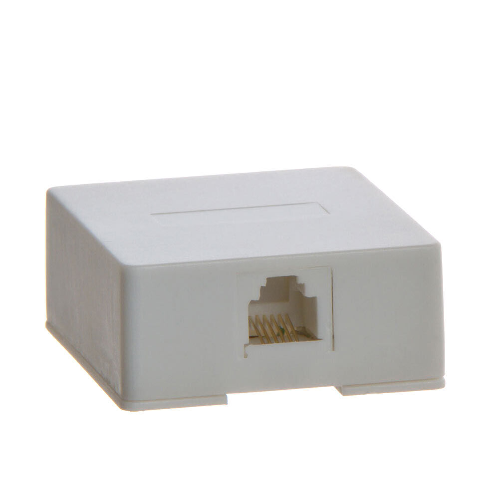 1 Port Telephone Surface Mount Box RJ12 6P6C White Phone Line Keystone Wall Box
