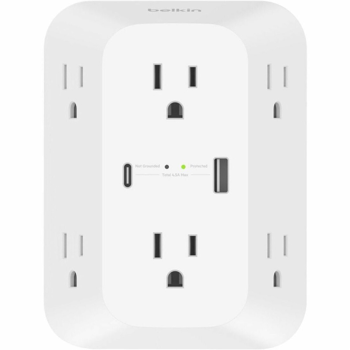 Belkin 6-Outlet Wall Surge Protector with USB-A and USB-C Port, White