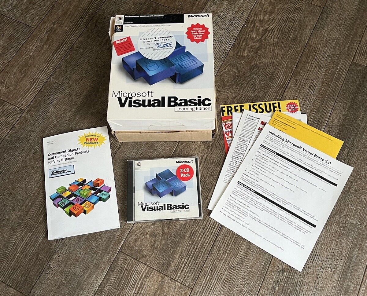 Microsoft Visual Basic Learning Edition. Ver 5.0 2 Disc Set Software Program 90s