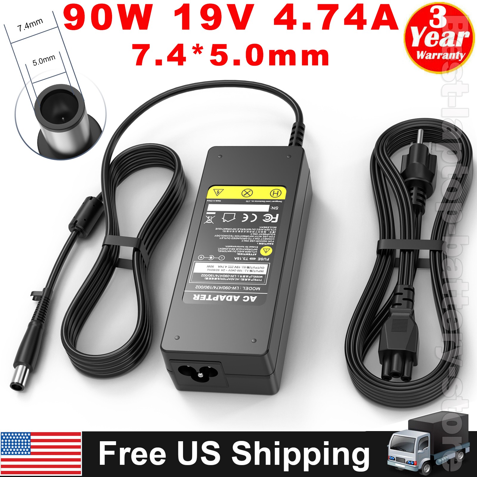 90W AC Adapter Charger For HP Pavilion DV3 DV4 DV5 DV7 G60 Laptop Power Supply