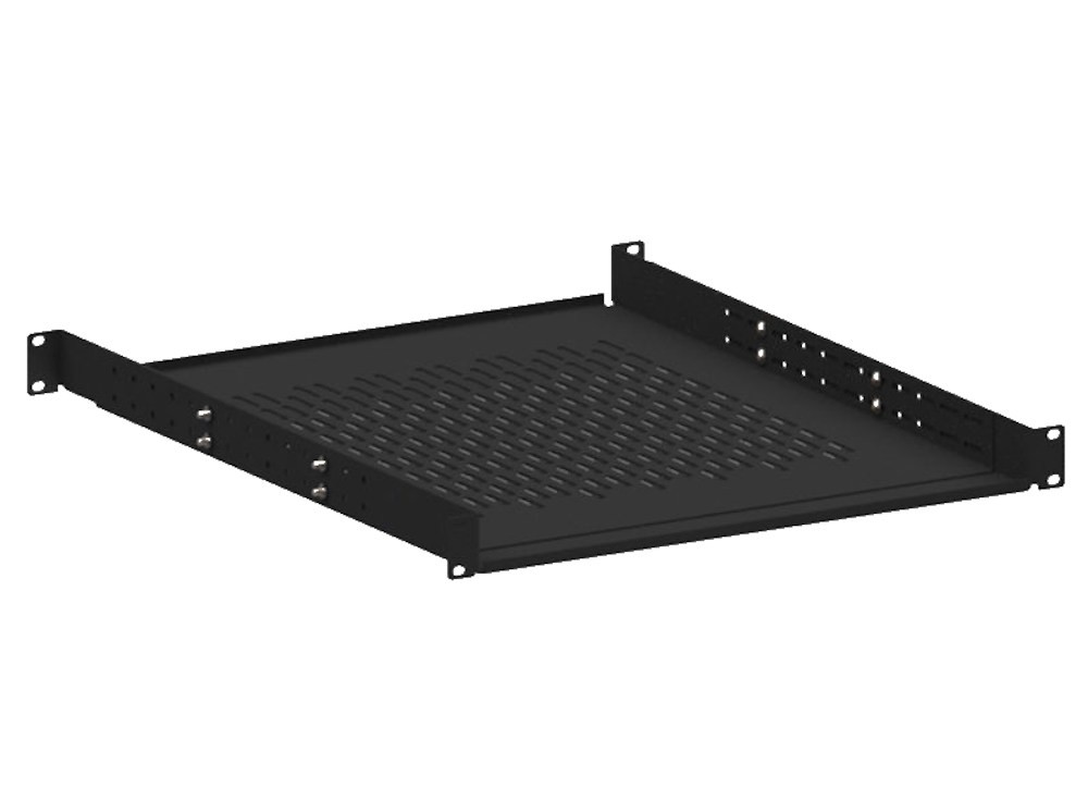 1U Vented 4-Point Adjustable Rack Shelf 22-40 inch Depth 250lb Capacity Server