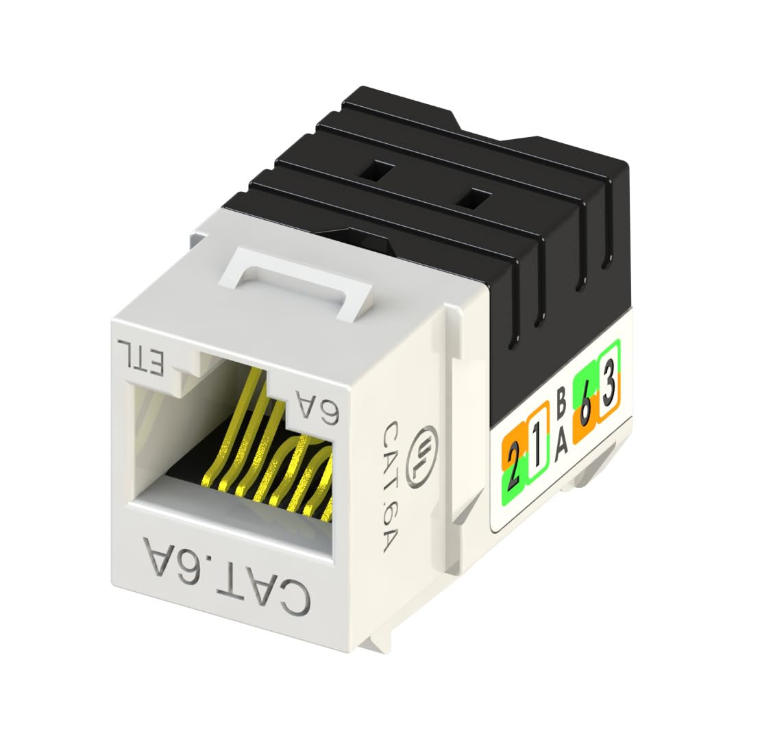 UL Listed 25 Pack RJ45 Cat 6A Cat6A Slim Profile 90 Degree UTP Unshielded Keysto