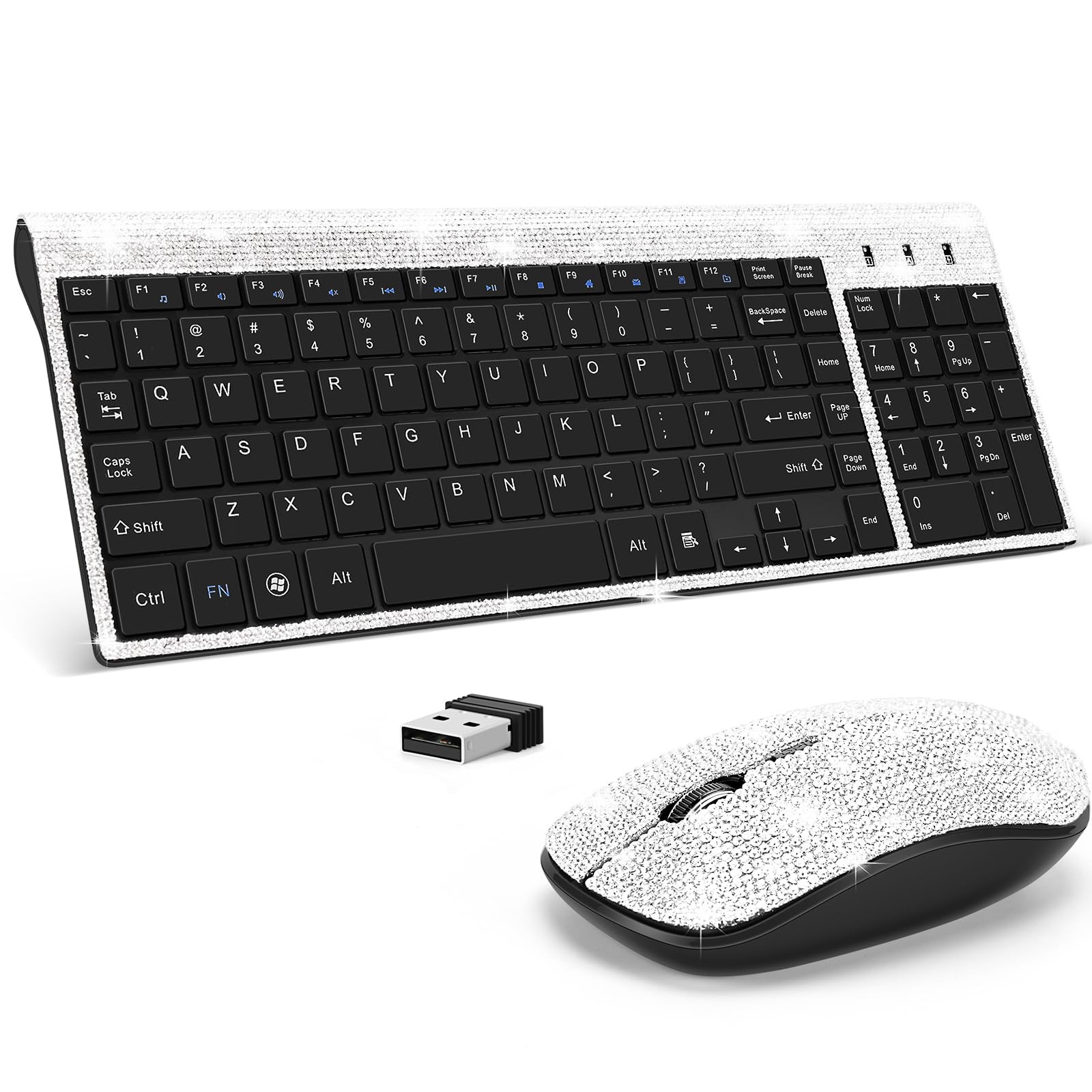 Dazzling Luxury Cute Keyboard and Wireless, Sparkly Bling Rhinestone Wireless...