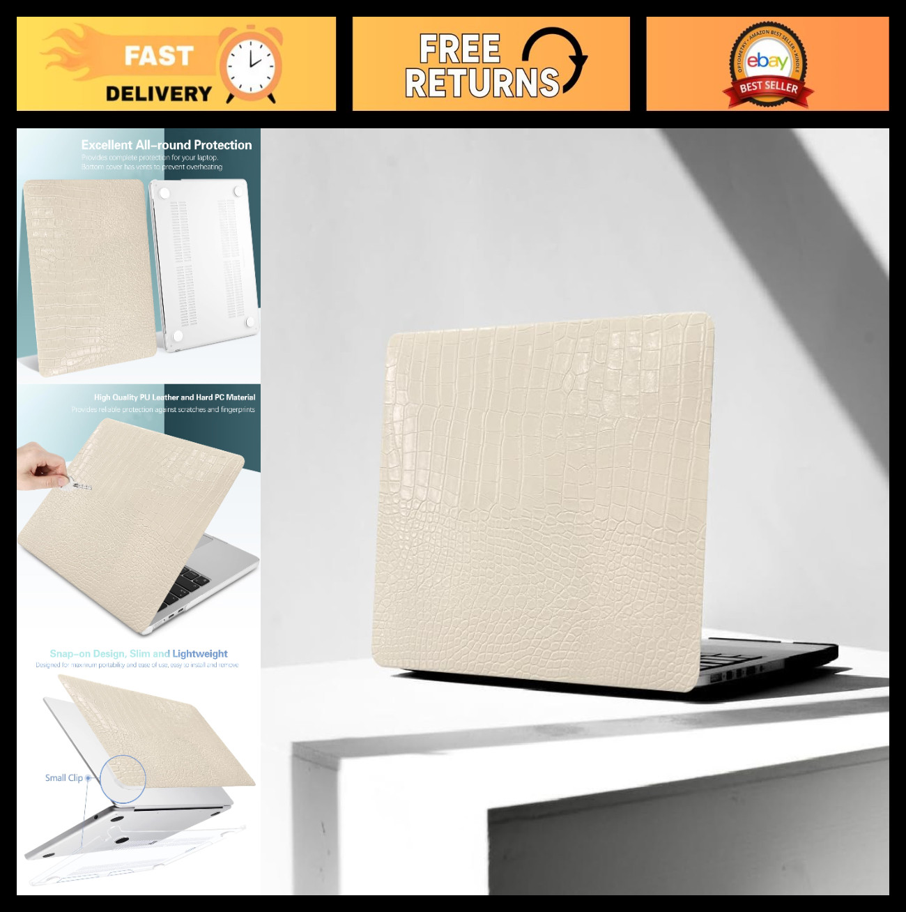 Crocodile Texture Case for MacBook Pro 13" (2016-2026) - M1/M2 Compatible, Styli