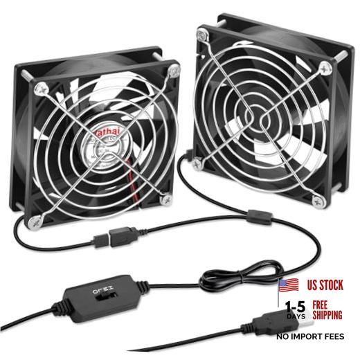 2 Packs  92mm x 25mm 90mm 5V USB Fan for Receiver AV Cabinet 92x25mm (5V)