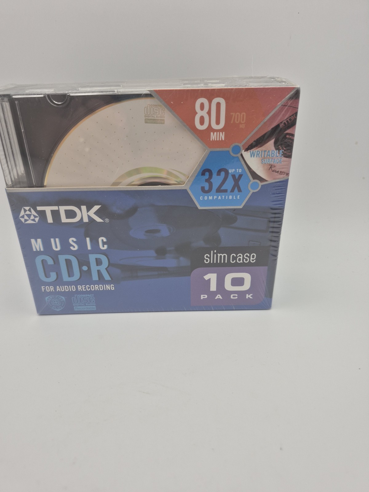 TDK CD-R 10 Pack CDs with Cases New In Sealed Package 80 Min.