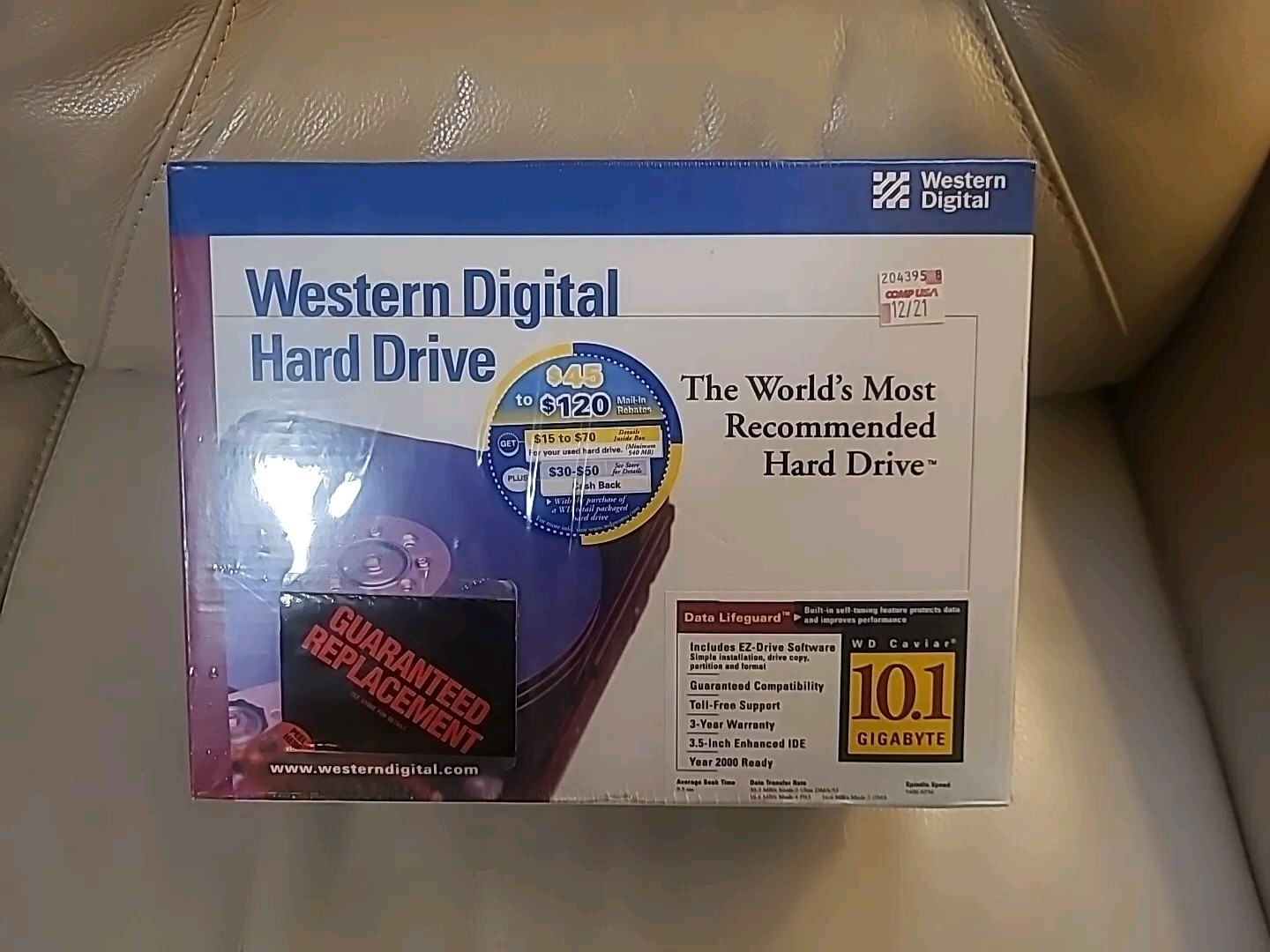 Vintage 1990s Western Digital Hard Drive 10.1 GIGABYTE 3.5 INCH YEAR 2000 READY