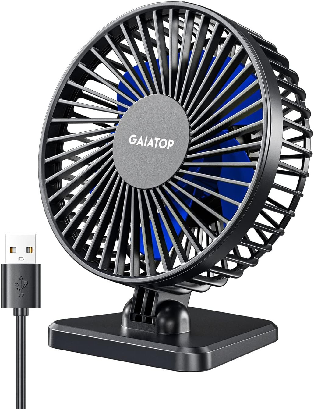 Gaiatop USB Desk Fan Portable Quiet Small Personal Table Cooling Fan 3-Speed