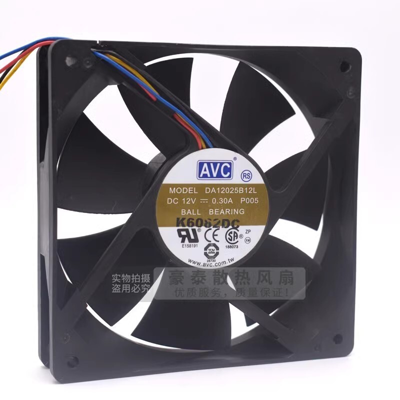 AVC DA12025B12L 12025 DC12V 0.30A 12CM 4-Wire PWM Dual Ball Cooling Fan