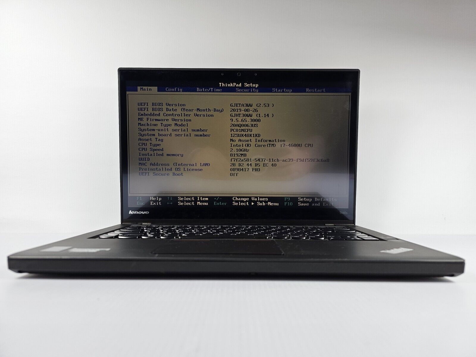 LENOVO ThinkPad T440s Core i7-4600U 2.1 GHz 8GB RAM NO HDD