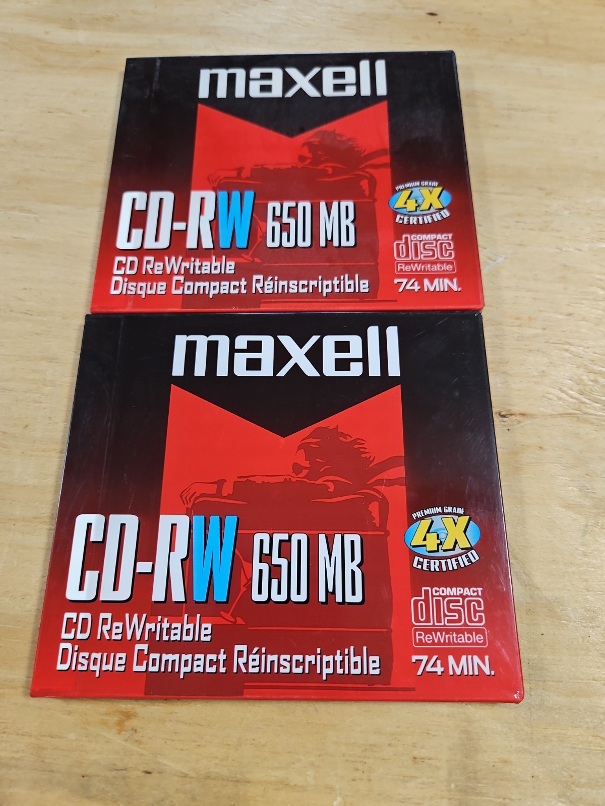 Lot of 2 Maxell CD-RW 74 min 650MB  New Sealed Compact Disc Disk Rewritable