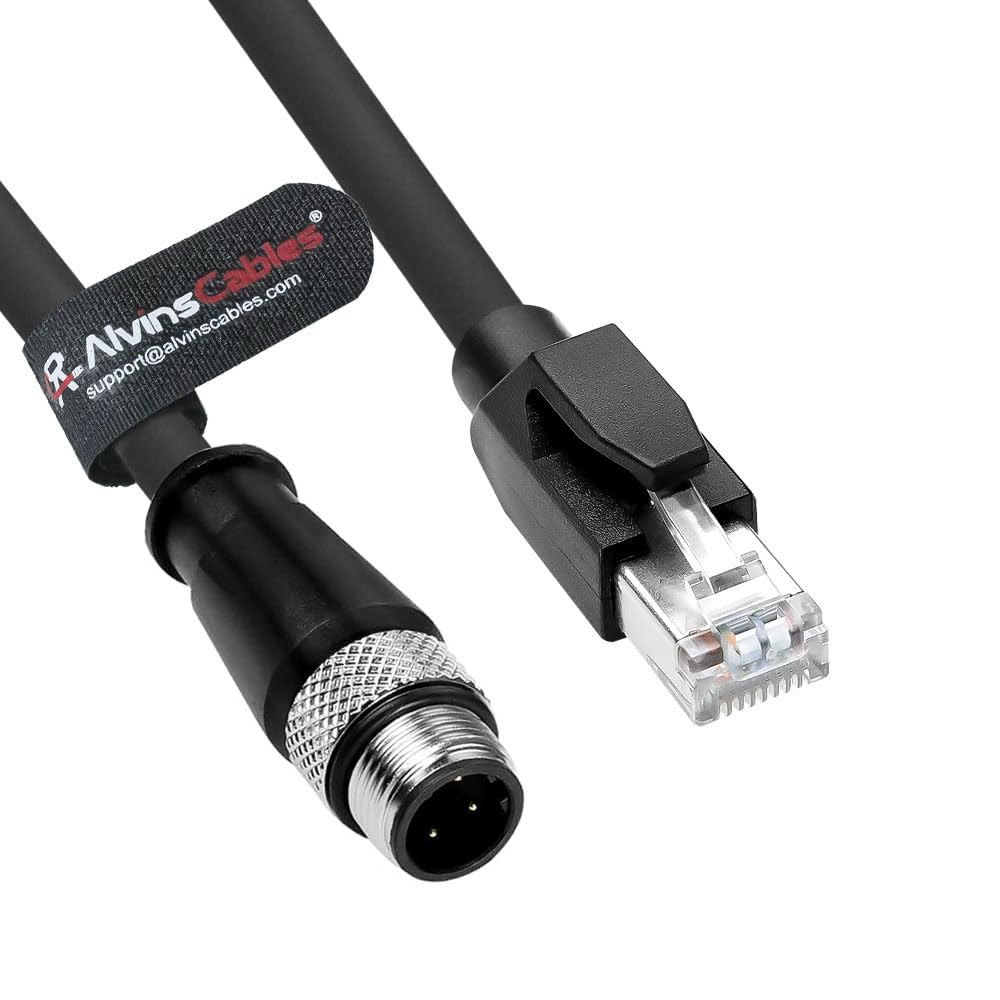 M12 4 Position D-Coded to RJ45 Shielded Ethernet Cable Network Cord SFTP 24AWG