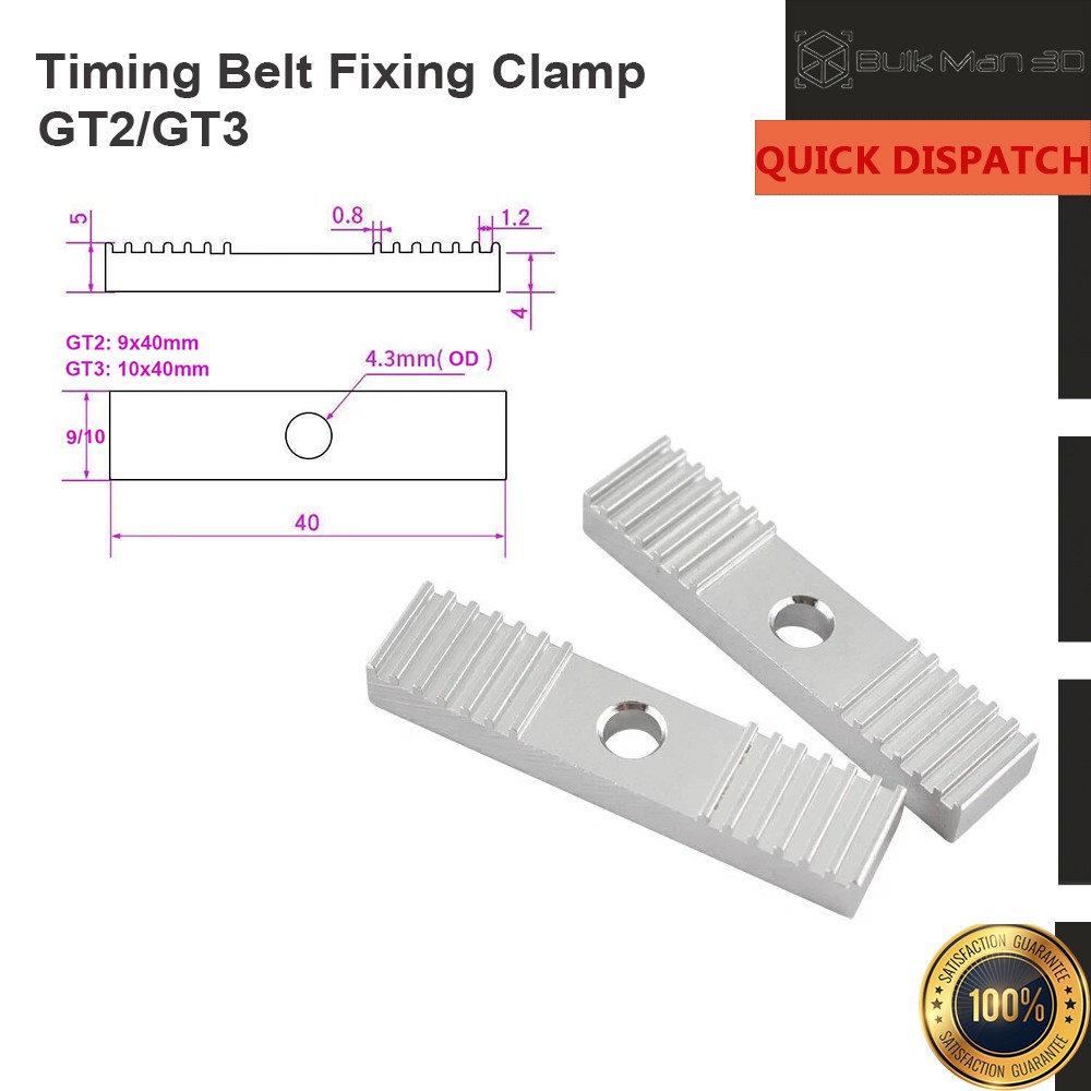 5PCS GT2/GT3 Belt Clamp for Open length Timing pulley Pitch 2mm tooth 6mm 9mm
