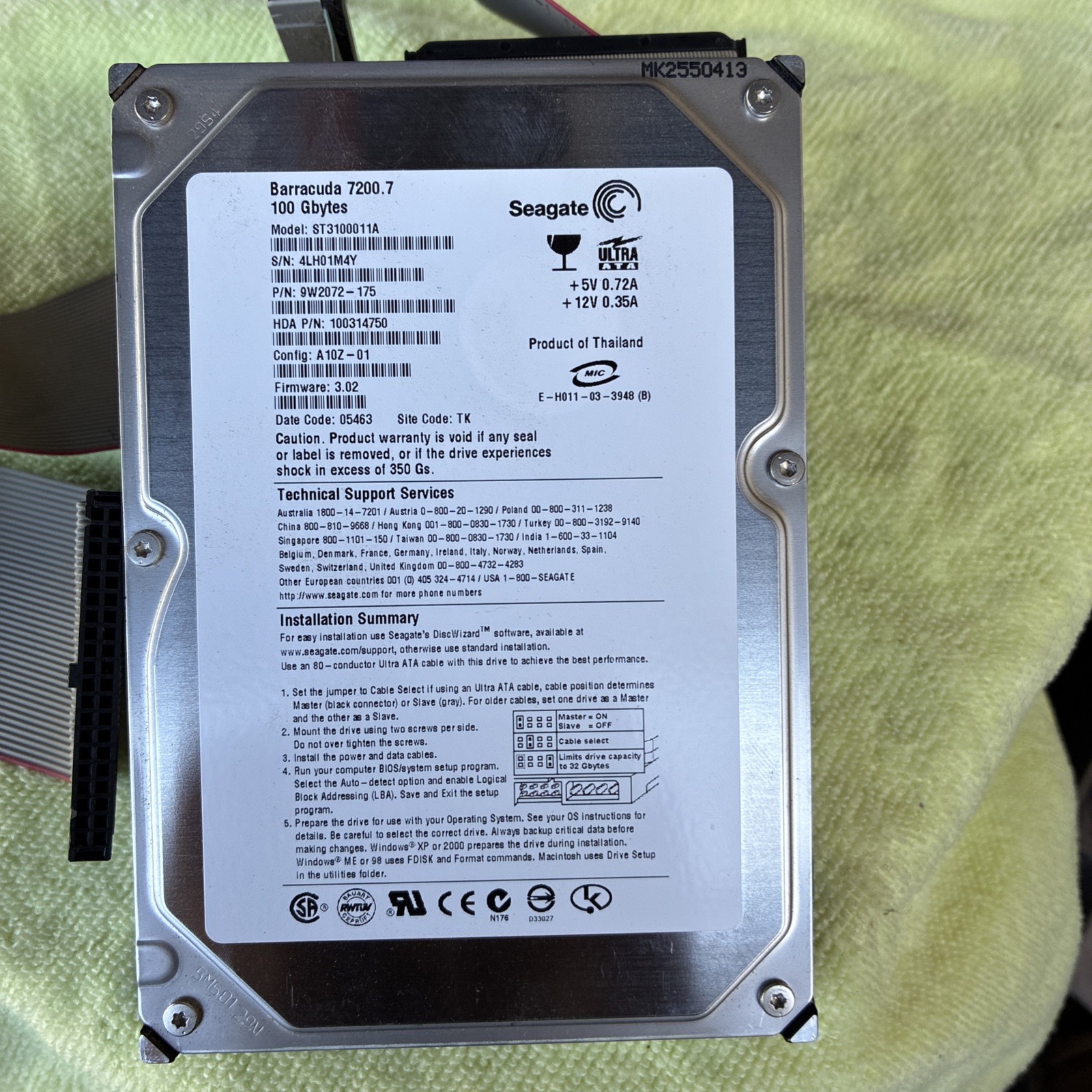 Seagate Barracuda 3.5" 100GB HDD ST3100011A 7200.7 recertified tests good