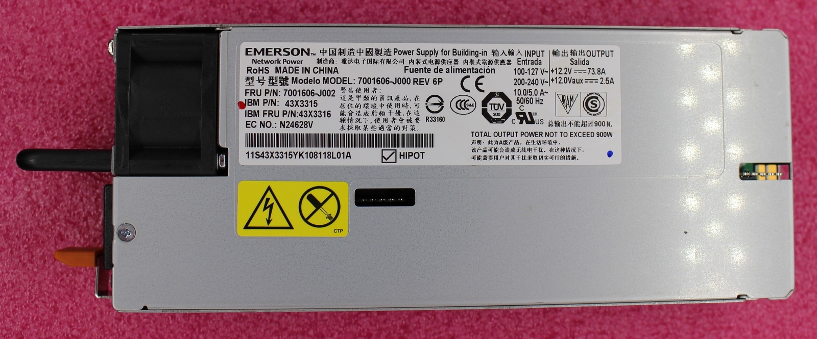 43X3316 - IBM X3650 M4 900W HS Platinum Power Supply