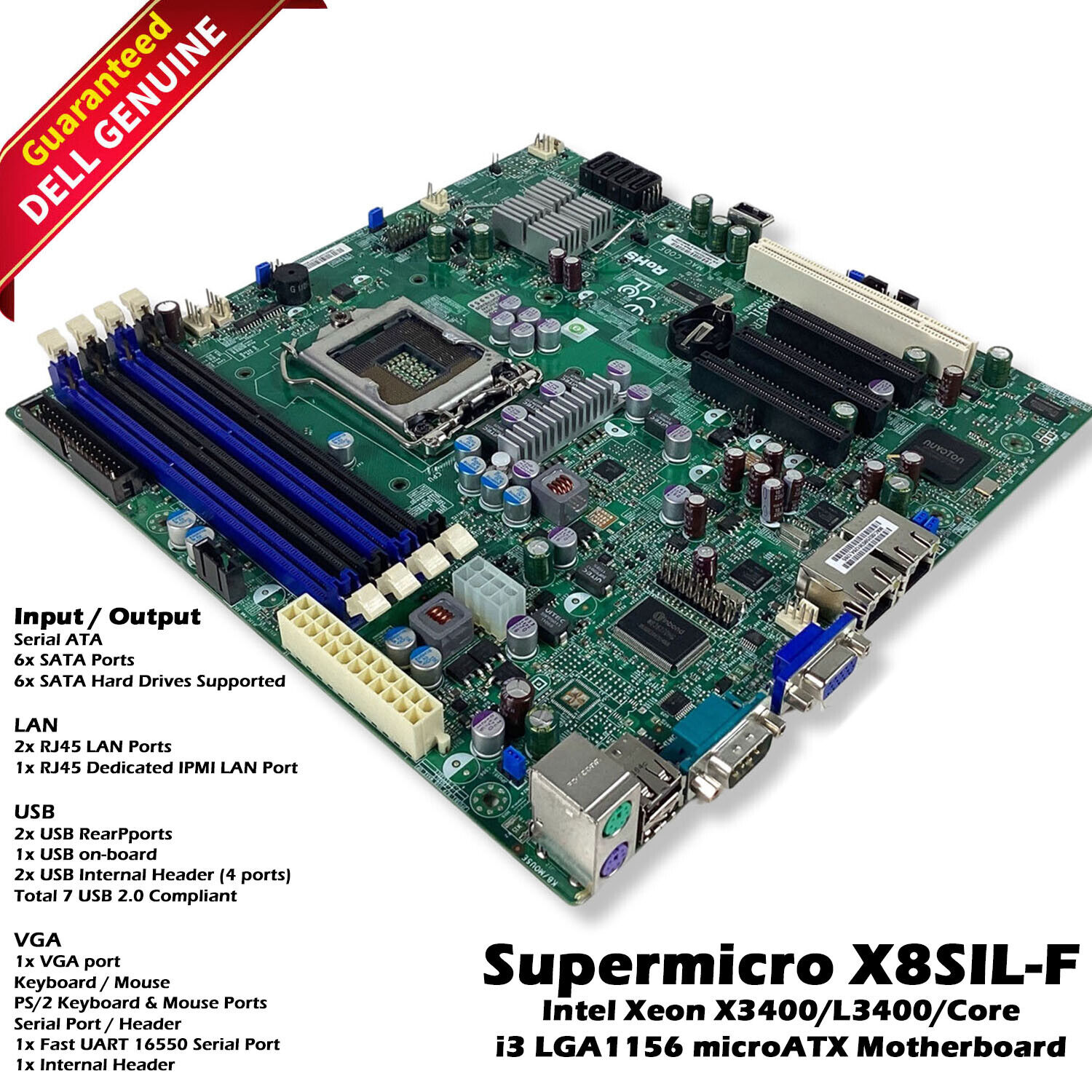 Super micro X8SIL-F LGA 1156 / SOCKET H DDR3 SDRAM Desktop Motherboard