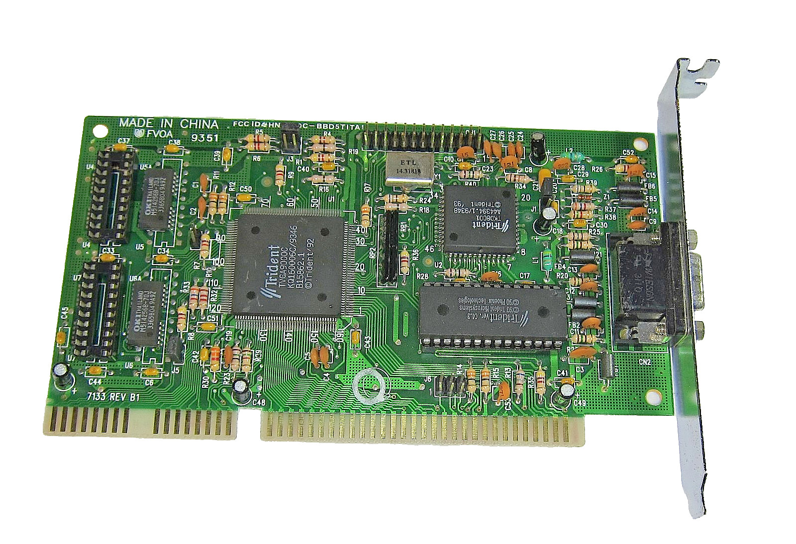 Genuine Trident HNG900C-BBD5TITA1 TVGA9000C 16-Bit ISA VGA Video Card
