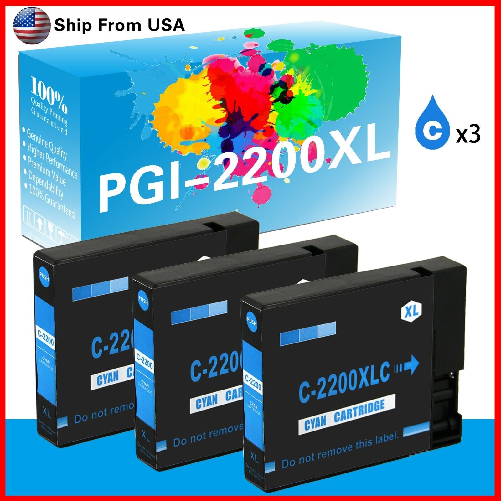 3PK PGI-2200XL PGI-2200 Ink Cartridge for MAXIFY MB5330 IB4030