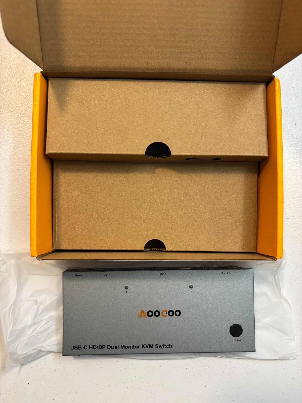 2 Ports MST USB-C+HD+DP Dual Monitor KVM Switch Aoocoo