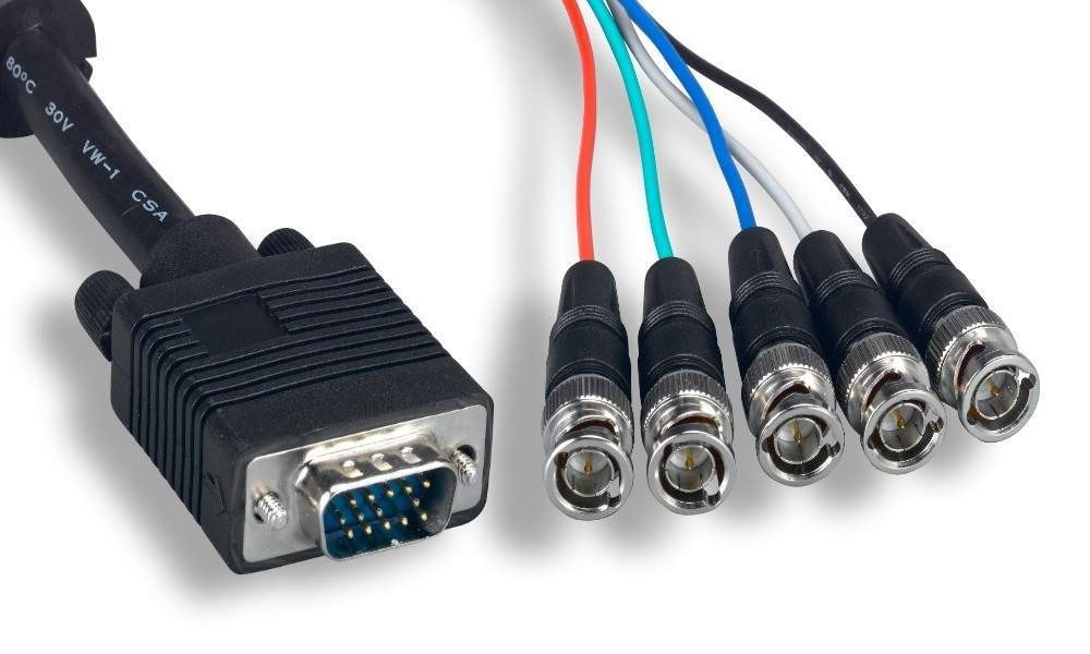 5 BNC to SUPER VGA HD15-M Cable 6FT RGBHV SVGA