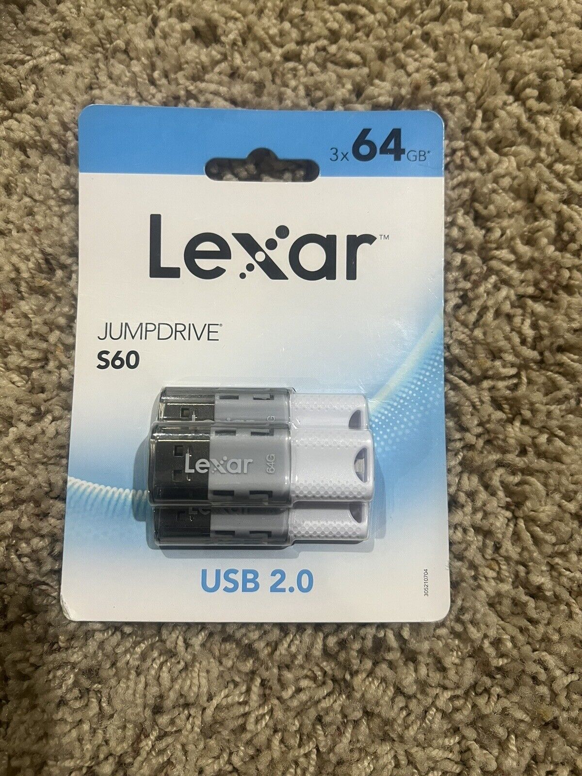Lexar JumpDrive S60 USB 2.0 Flash Drives, 3x64GB, Black