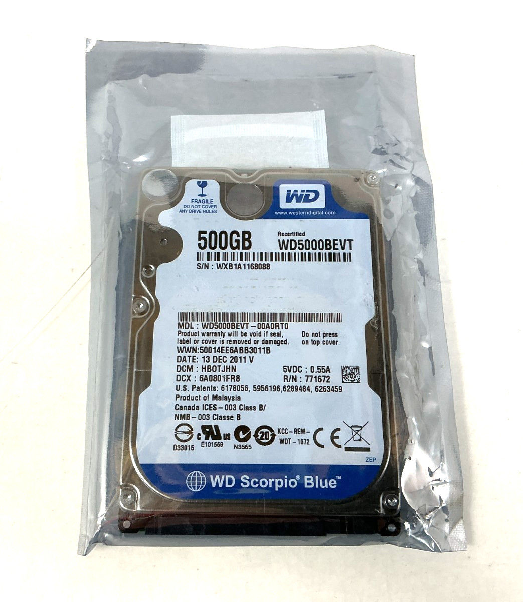 WD 500GB 2.5" SATA 5400RPM Laptop Hard Drive - WD5000BEVT