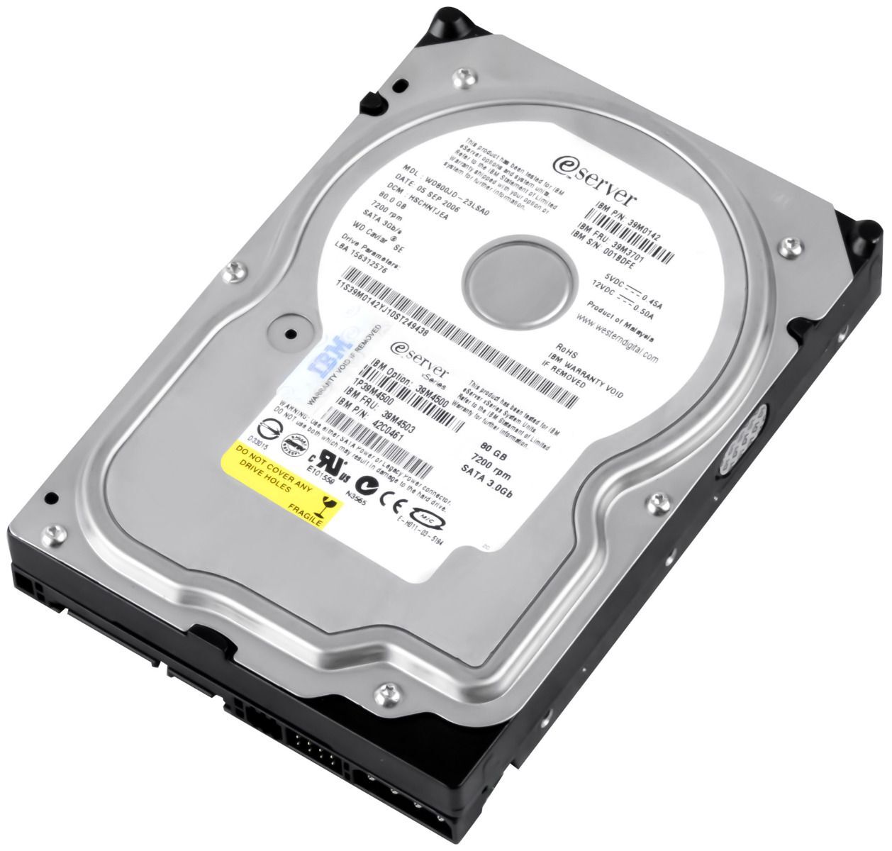 HARD DRIVE IBM 39M4503 42C0461 WD800JD 80GB 7200RPM 8MB SATA II 3.5''