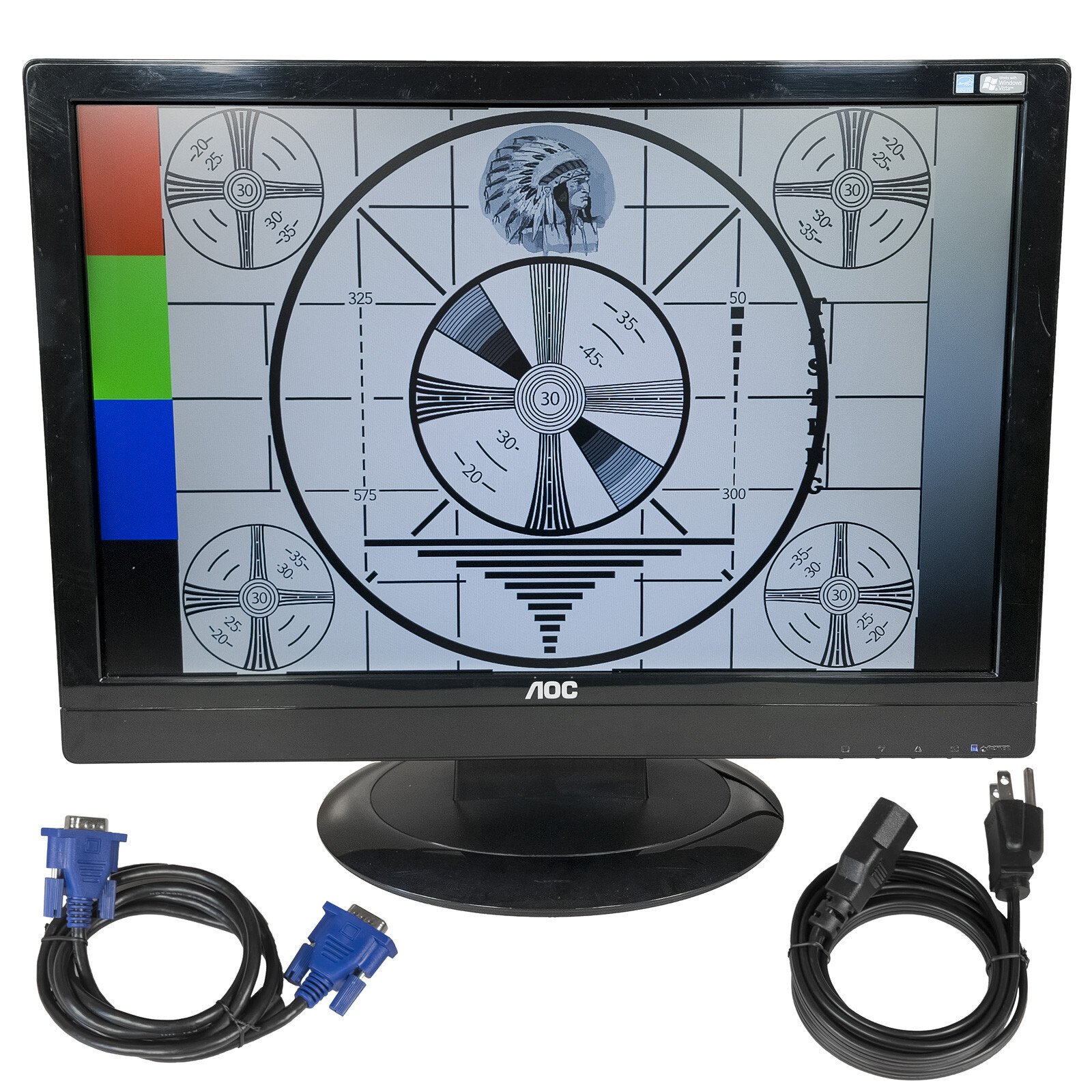 AOC LCD Monitor 2019sw1 VGA 1680x1050 20" 16:10 Power VGA Cleaned Tested Working