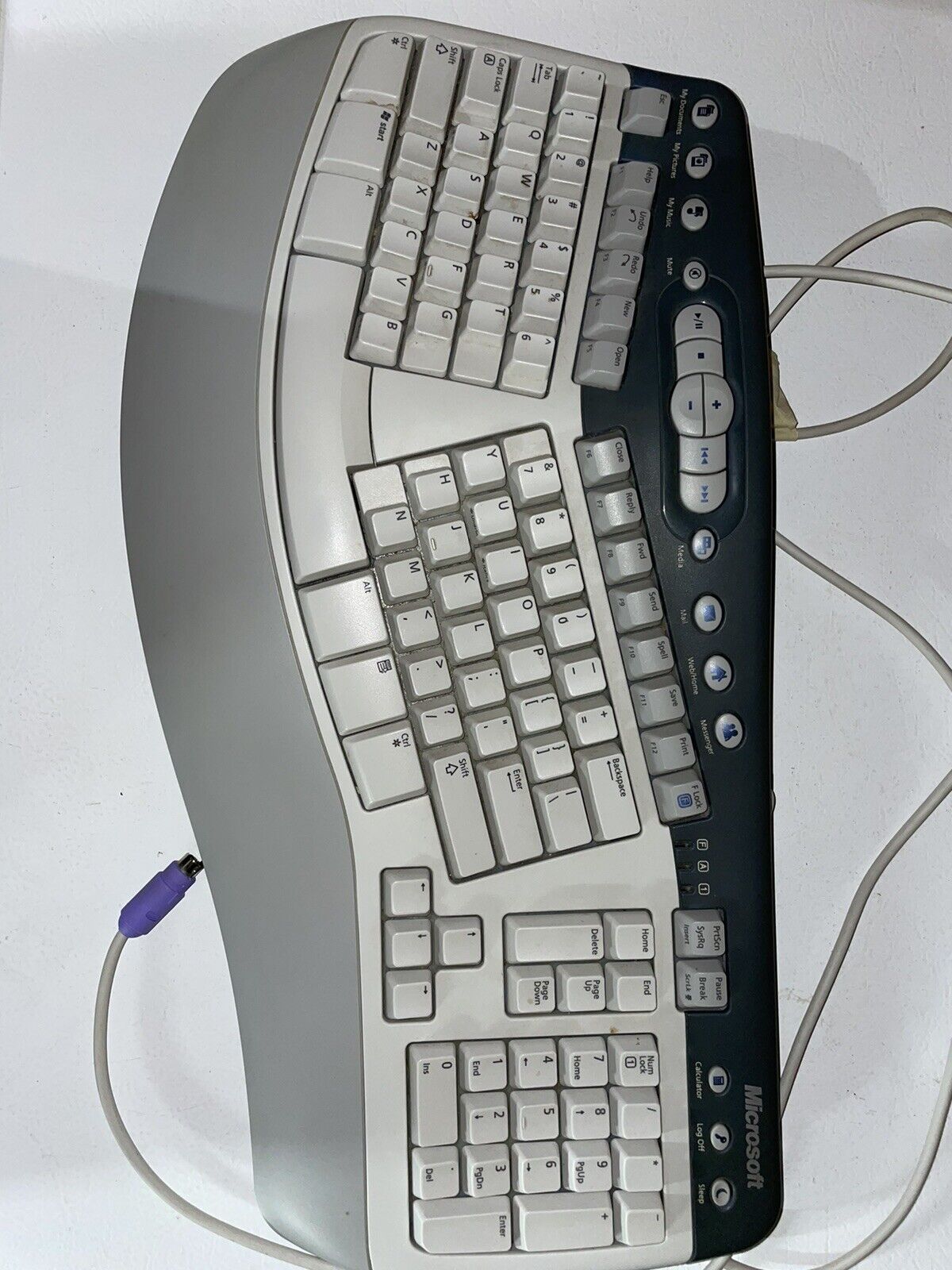 Microsoft Natural MultiMedia Keyboard 1.0A Ergonomic WHT/BLU RT9470