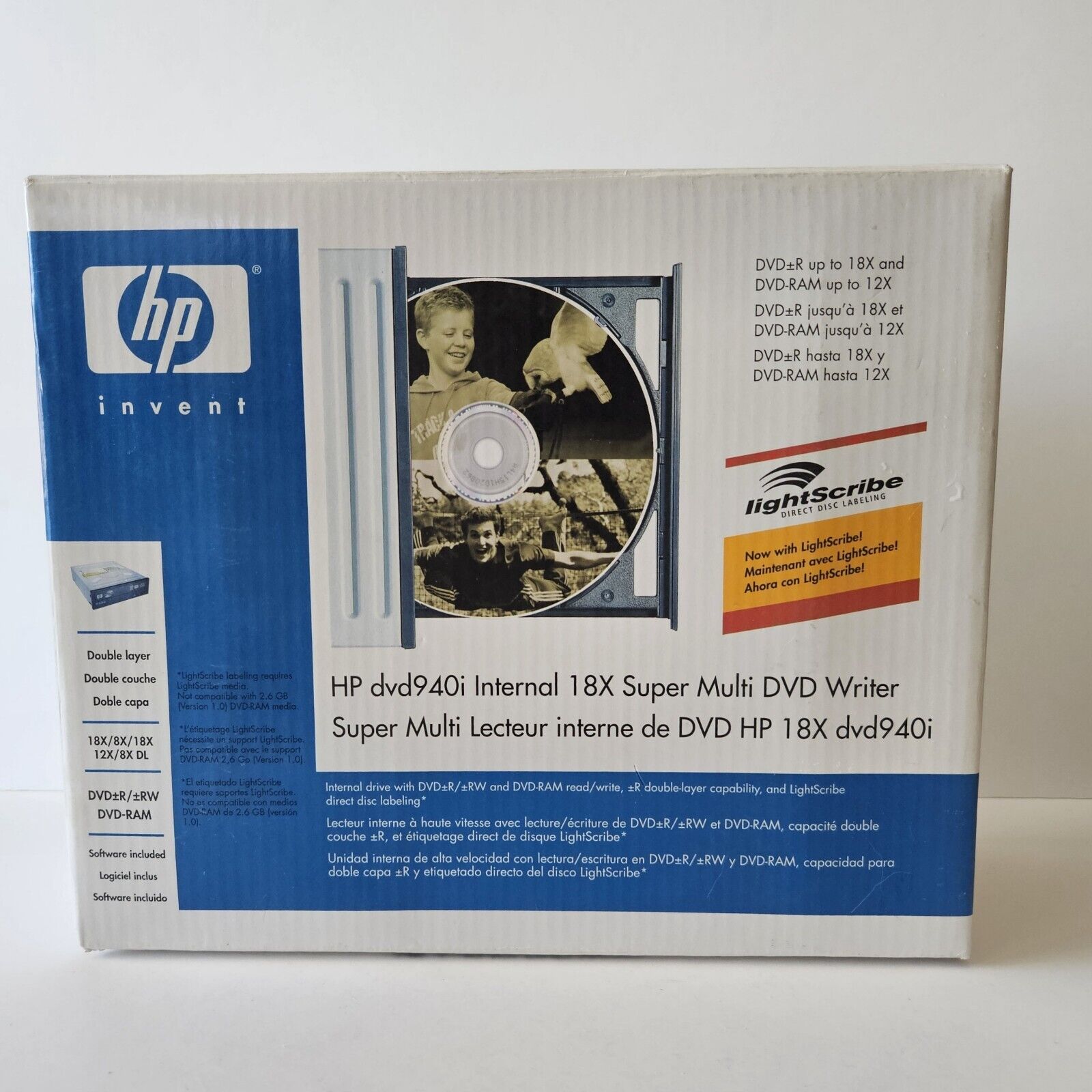 HP dvd940i Internal 18X Super Multi DVD Writer LightScribe Disc Labeling - Read