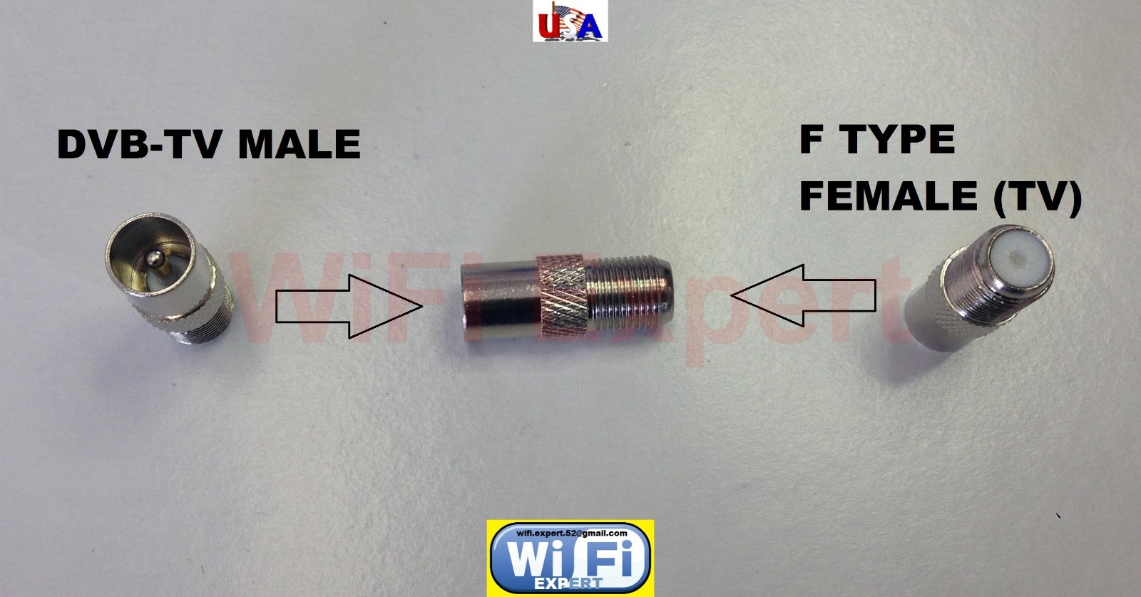 1x Nickel DVB TV PAL Male Plug to F Type TV Female Jack RF adapter connector USA