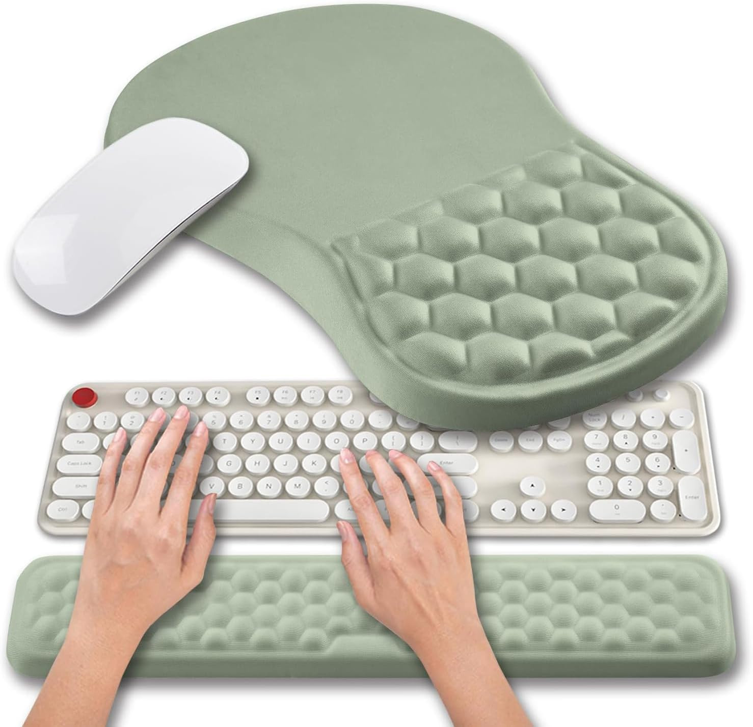 2 in 1 Ergonomic Mouse Pad Wrist Support & Wrist Rest for Computer Keyboard Set,