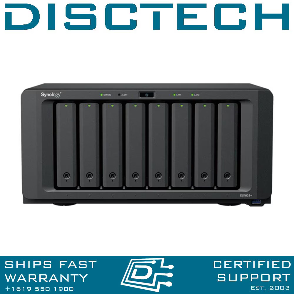 Synology DS1825+ 96TB 8-Bay NAS 8x 12TB HAT3310 8GB RAM