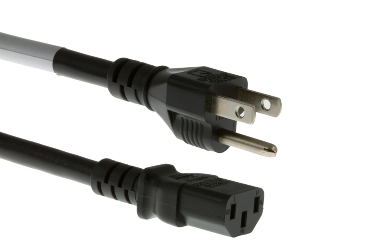 20 ft Black Power Cord IEC C13 to NEMA 5 15P 15A 125V Heavy Duty Extension