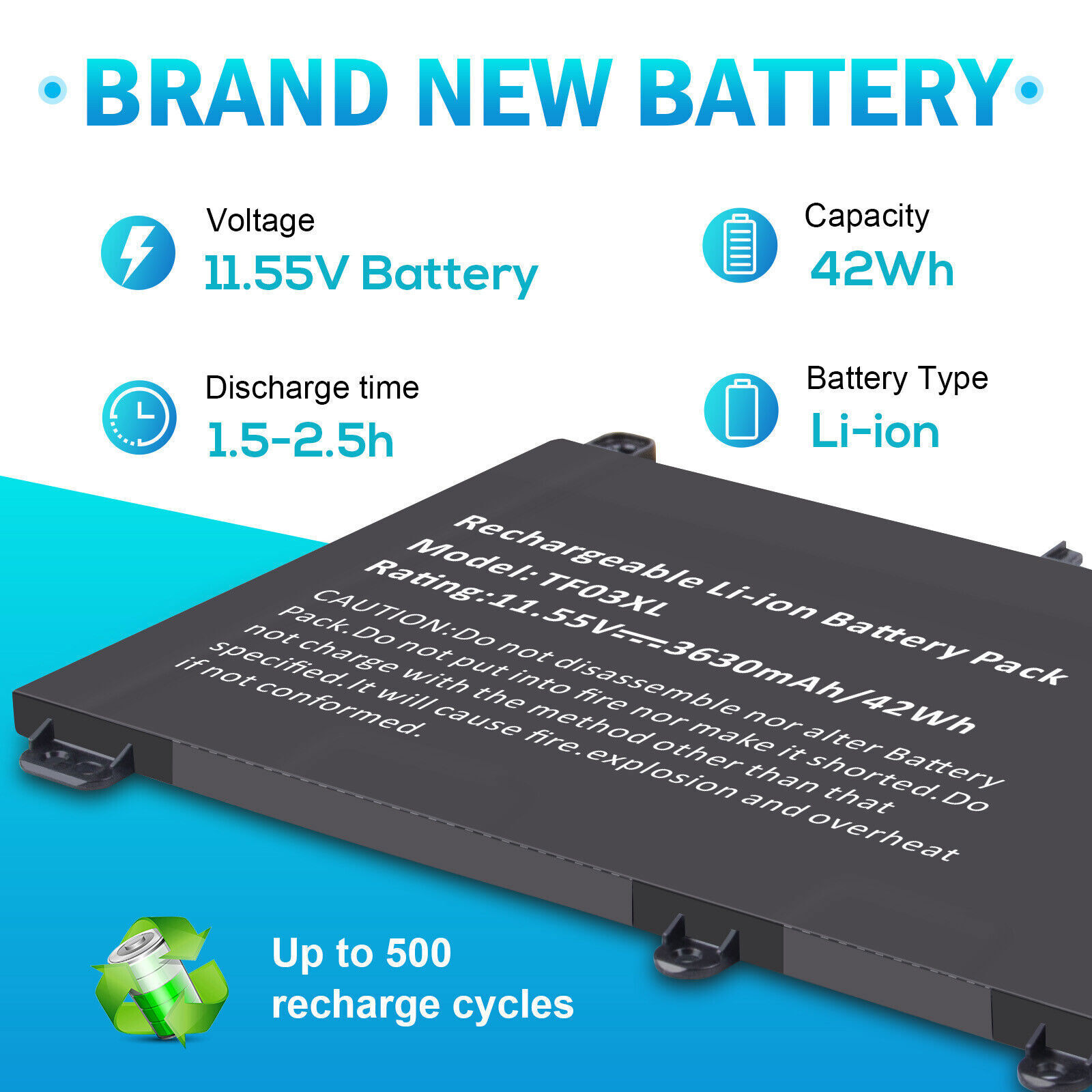 Replace TF03XL Battery For HP Pavilion 14-BF 14-BK 15-CD 15-CK Series 11.55V 42W