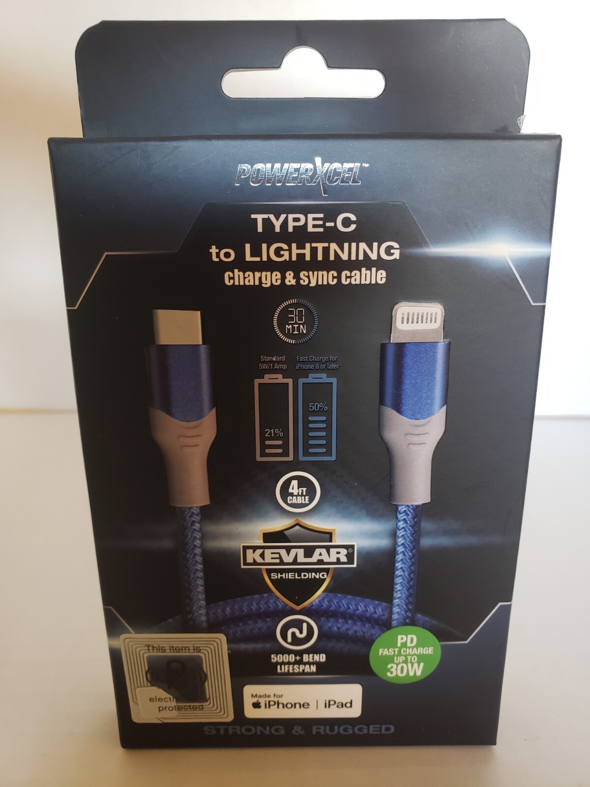 NEW Powerxcel Type C  Lightning charge/sync 4Ft cable Fast Charging IPhone/ Ipad