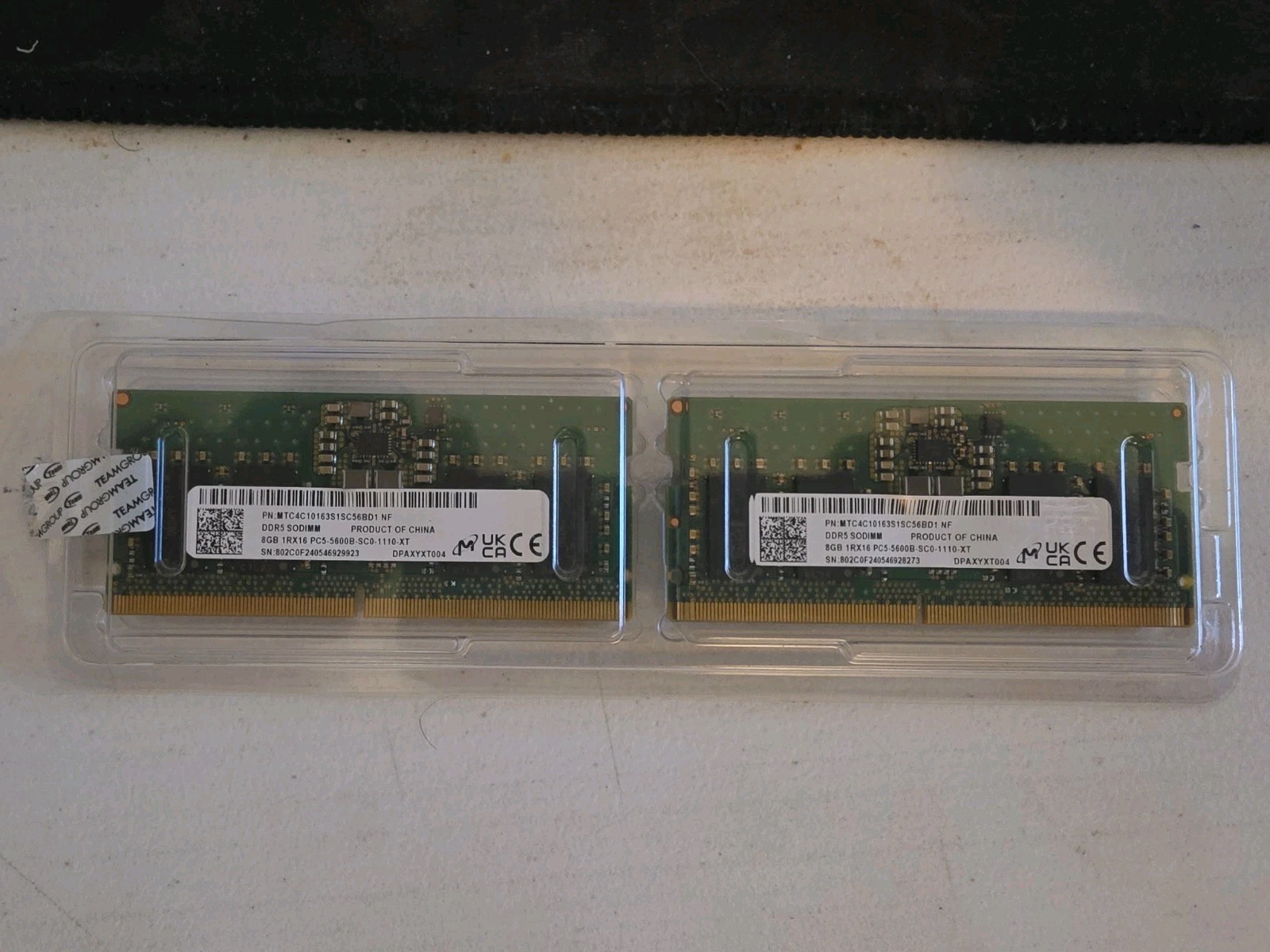 Micron 16GB Kit (2x8GB) DDR5 5600MHz SODIMM Laptop RAM 260pin