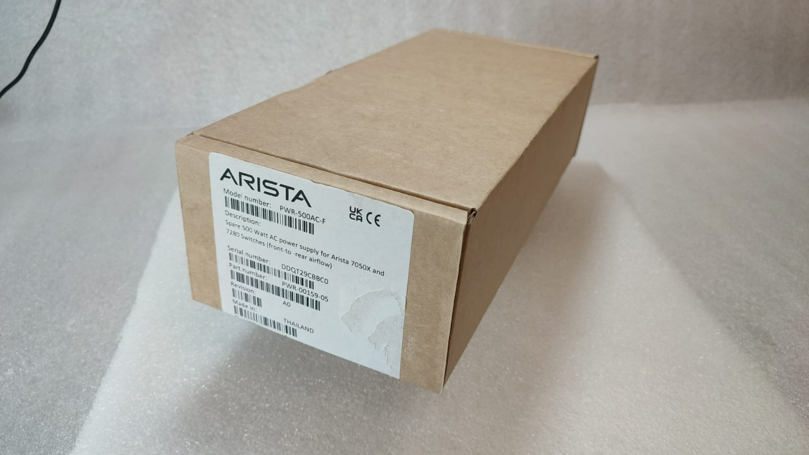 Arista PWR-500AC-F ASPWR-00159-04 495 Watt AC Power Supply, New Factory Sealed