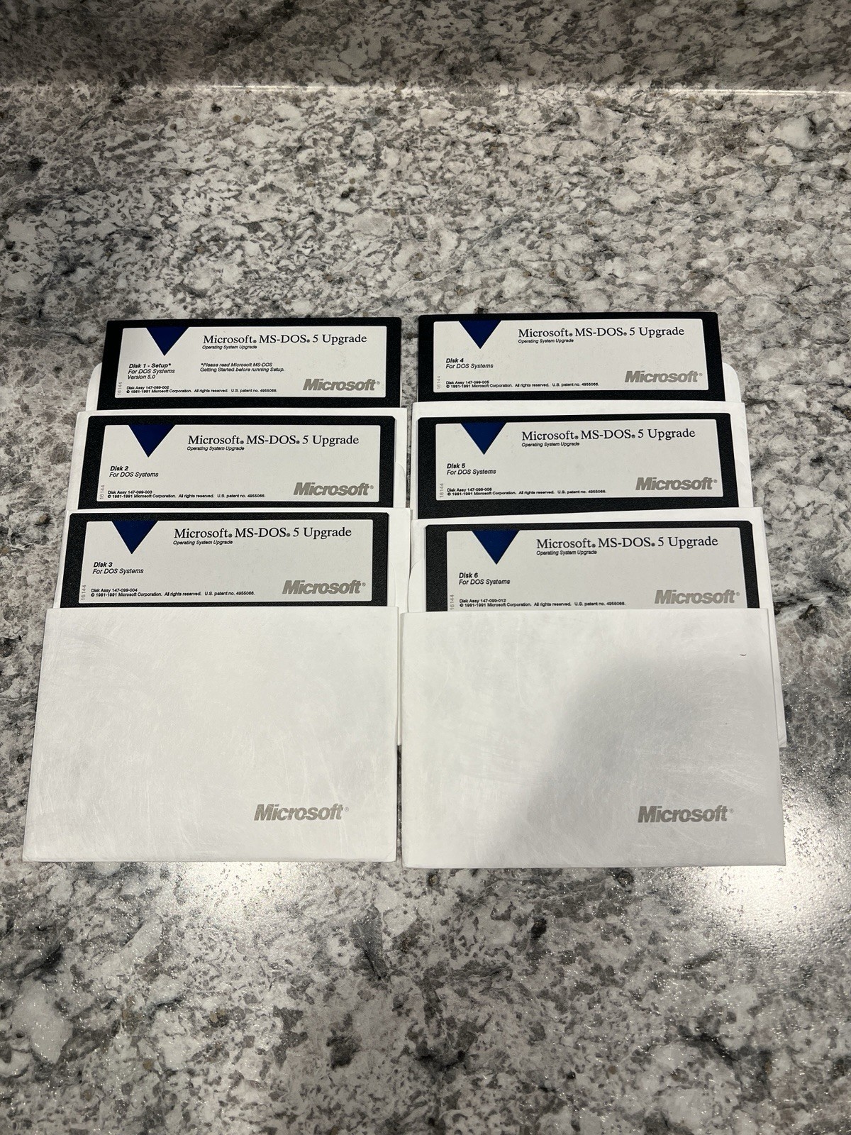 Vintage 1991 Microsoft MS-DOS 5 Upgrade Complete 6-Disk 5.25" Floppy Set